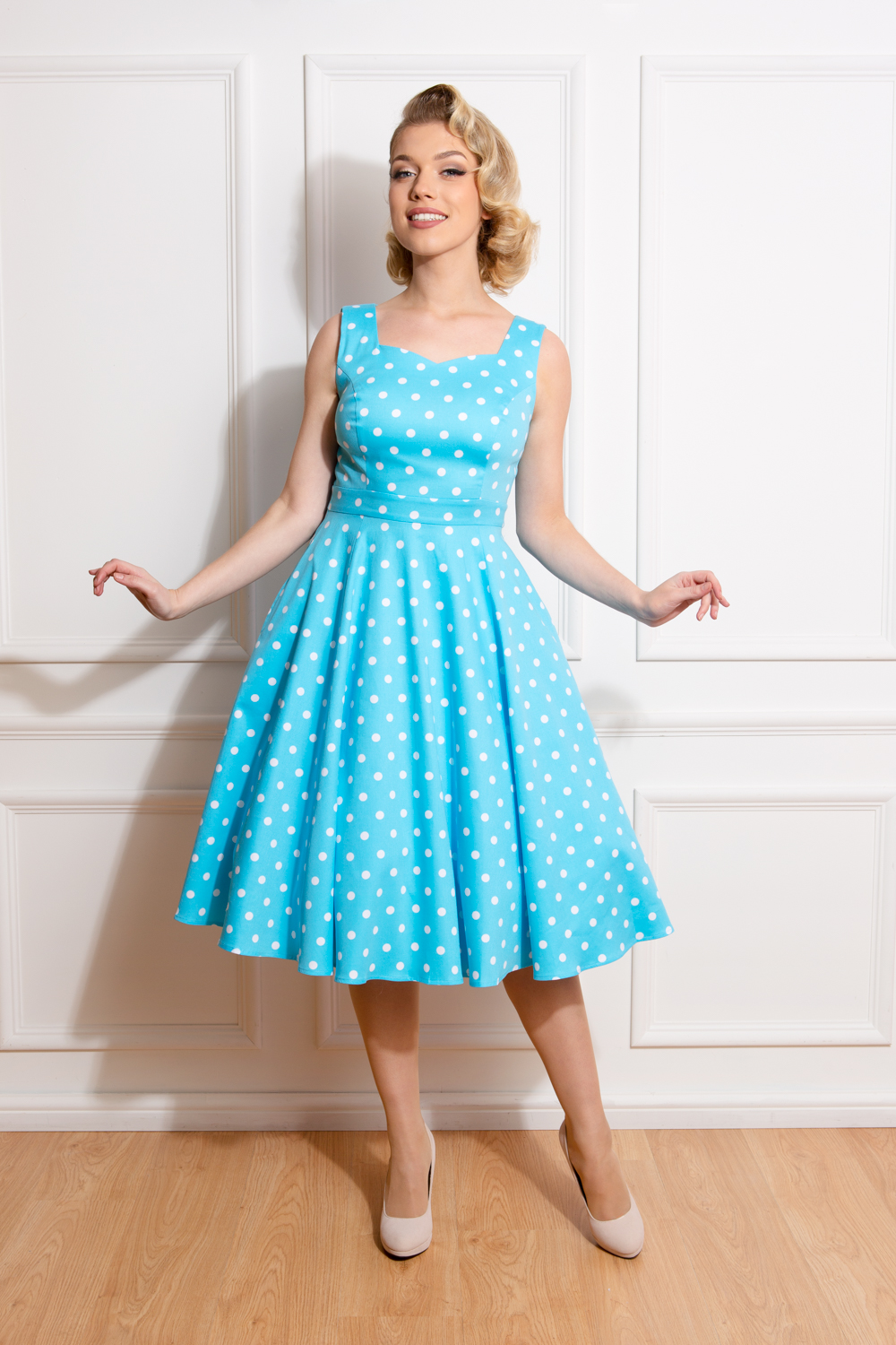 Poppy Blue Dot Day Dress